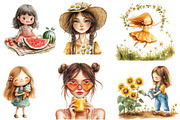 Whimsical Summer Girl Clipart, an Illustration by Designworld (Thumbnail 3 of 5)