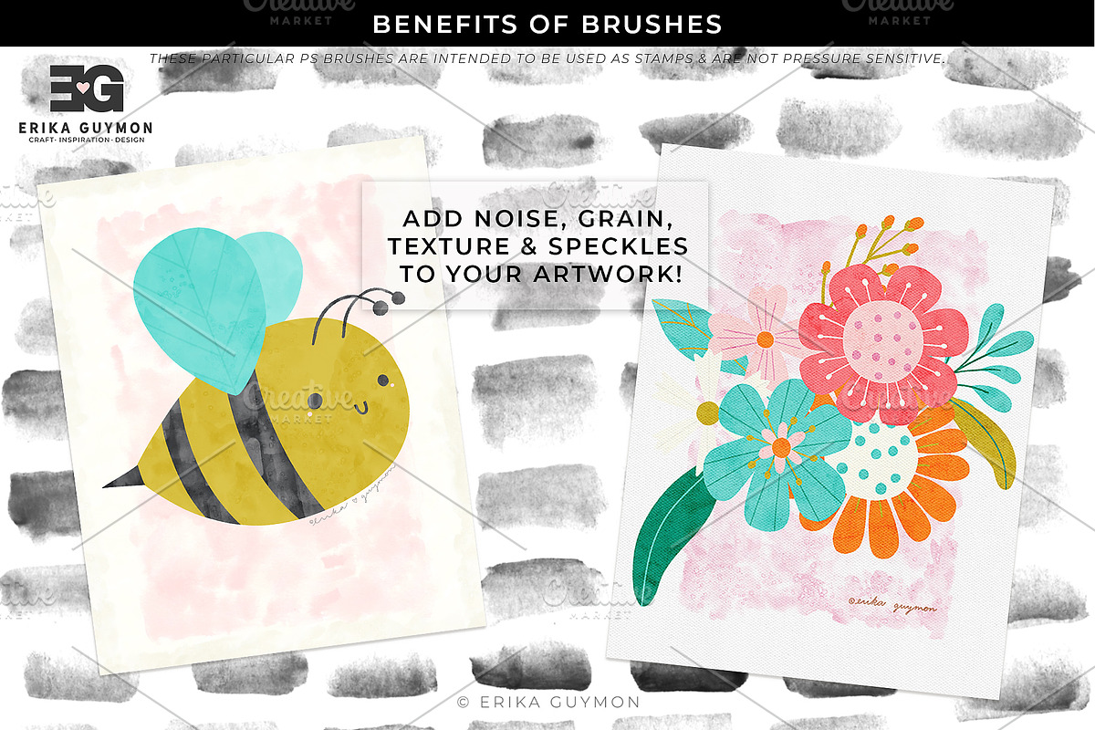 Procreate Watercolor Brush Stamps, a Brush Add-On by Erika Guymon (Photo 2 of 5)