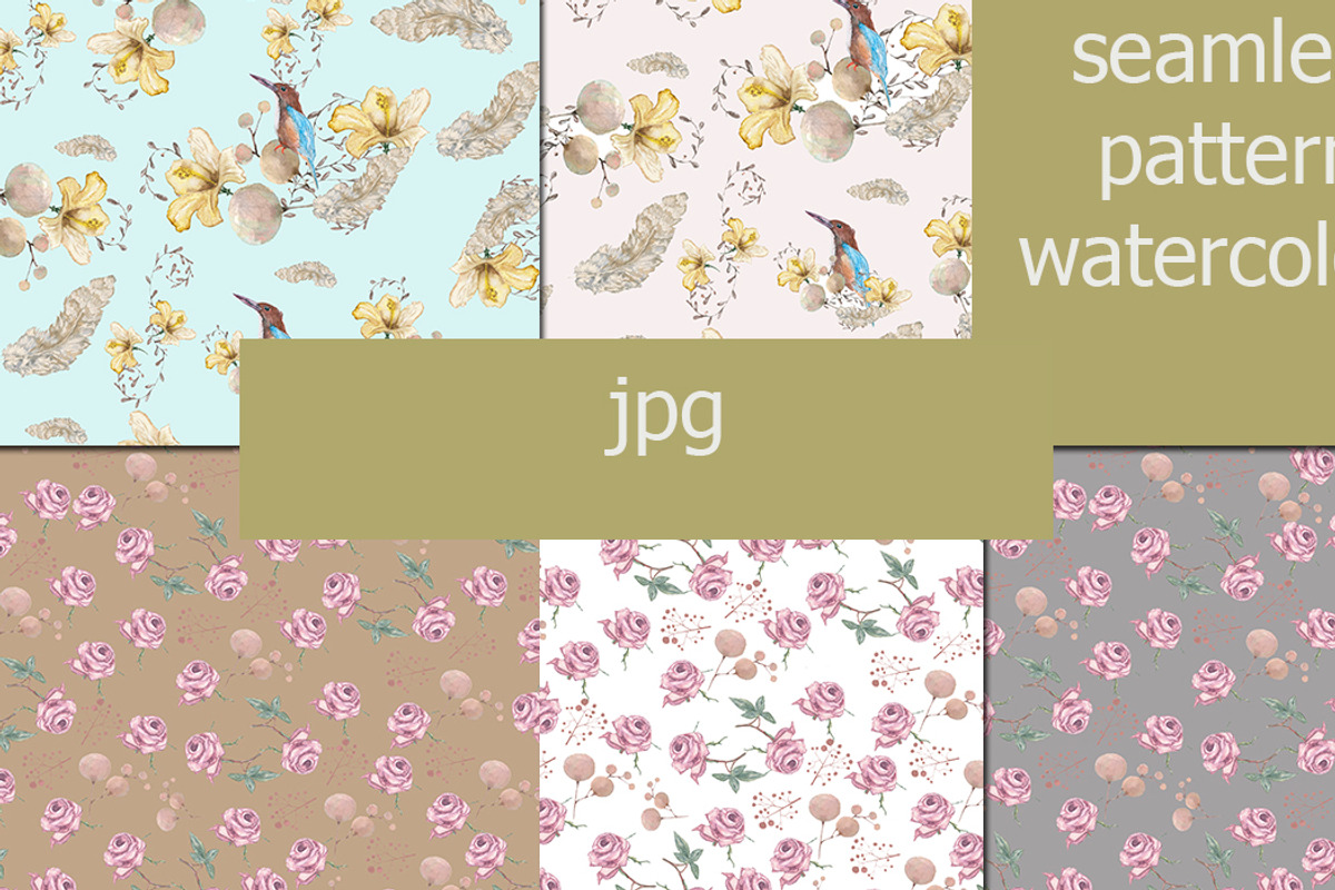 Birds and flowers watercolor, an Animal Illustration by JuliaFast (Photo 4 of 8)