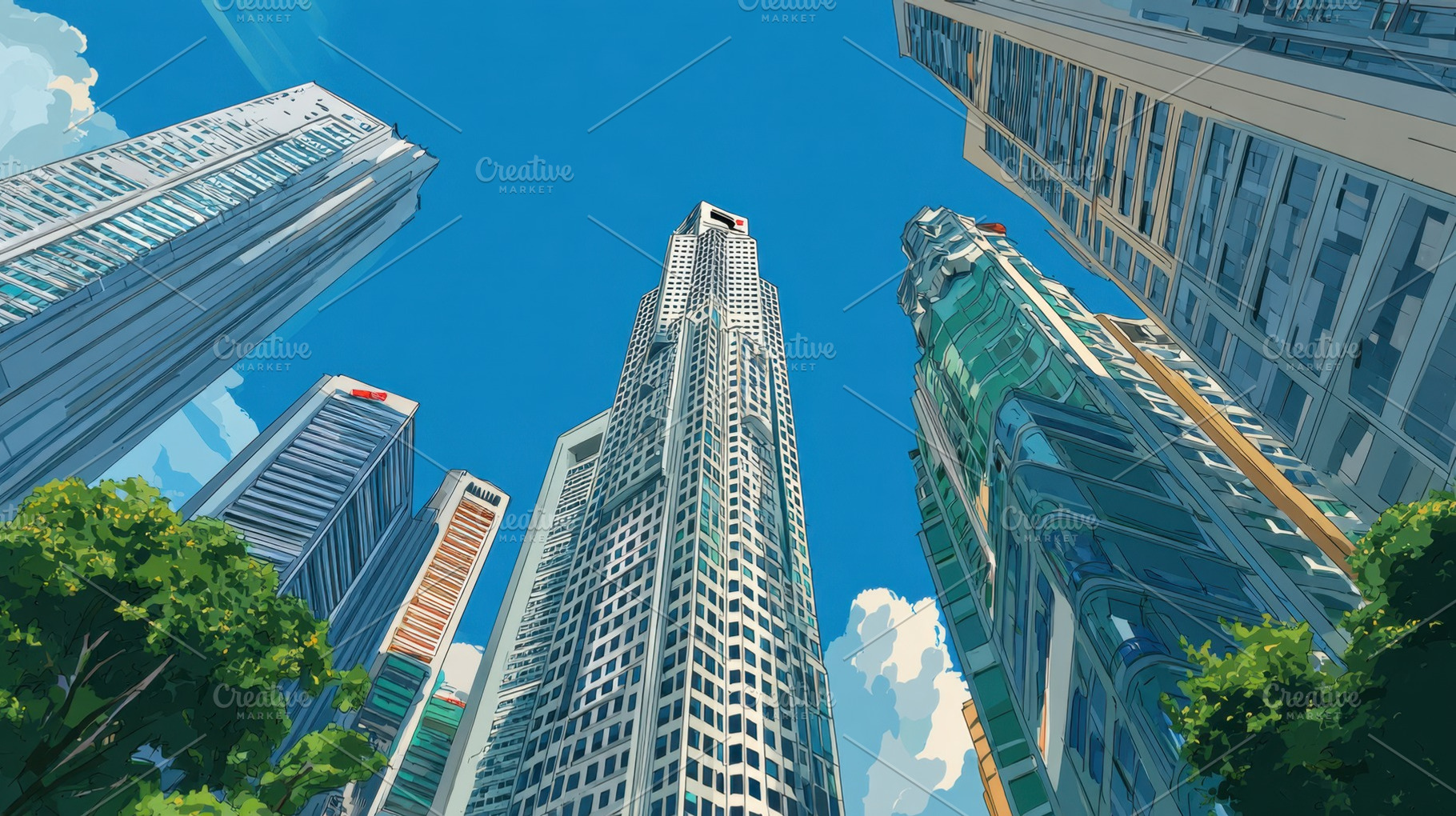 Tall skyscrapers and blue skies, a Photo by Beautiful things