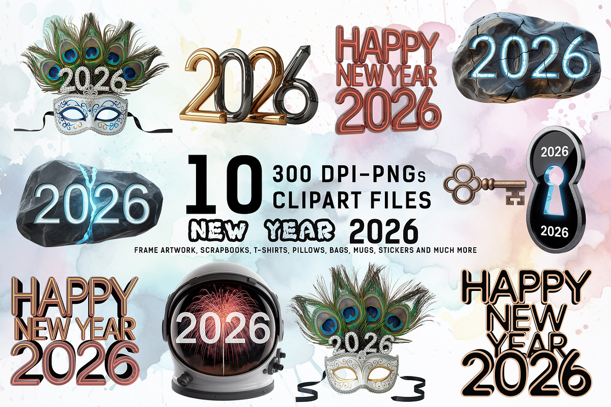 New Year's Eve 2026 Clipart Bundle, an Illustration by Ahmad Designs (Photo 1 of 3)