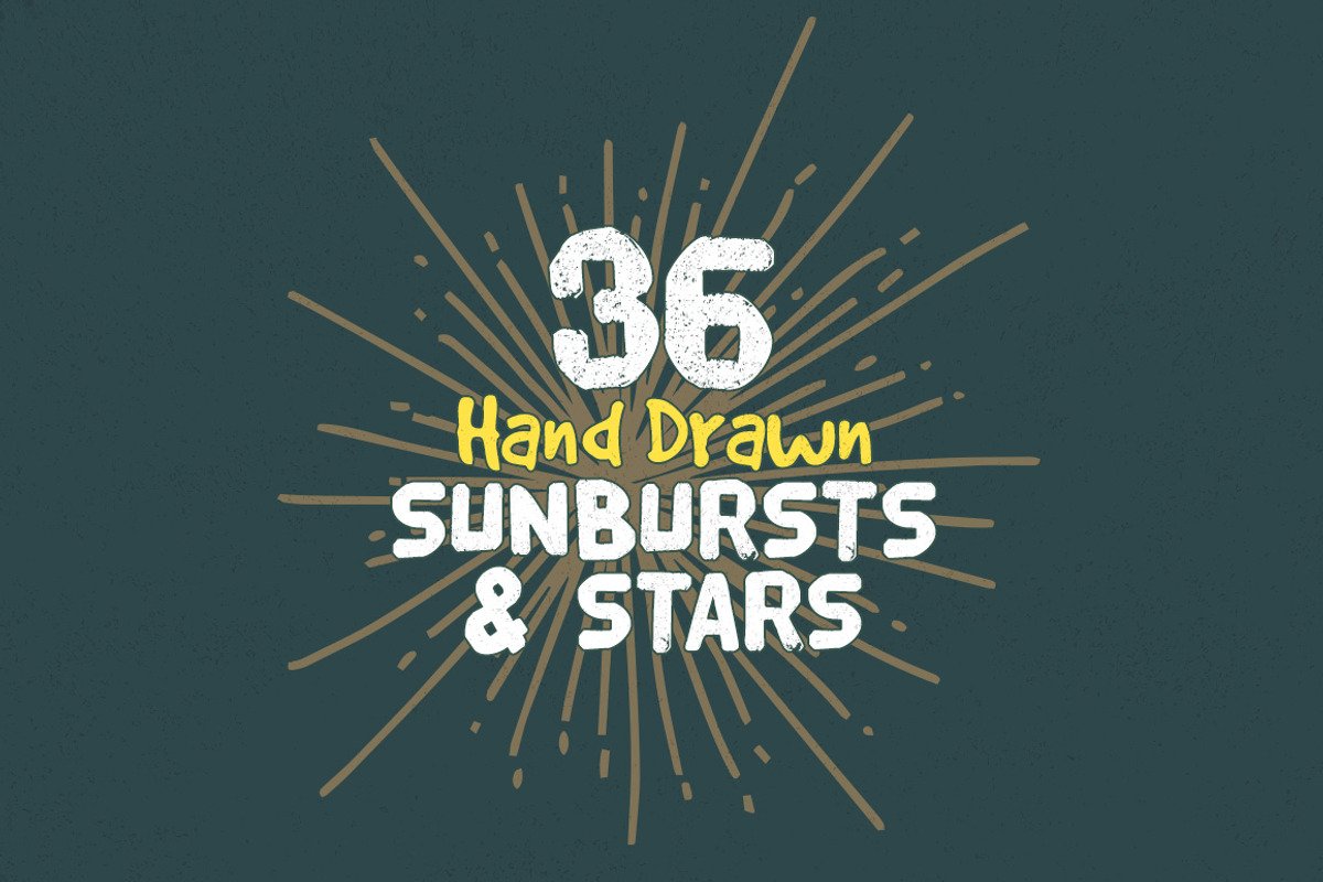 36 Hand Drawn Sunbursts & Stars, an Illustration by Graphicsfuel (Photo 1 of 5)