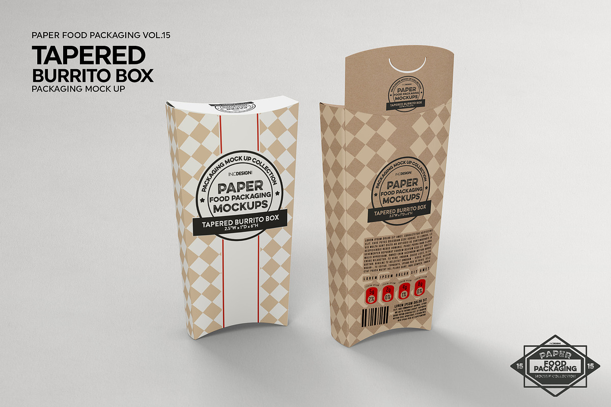 Tapered Burrito Box Packaging Mockup, a Packaging Mockup by INCDesign (Photo 6 of 7)