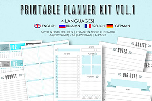 Planner kit vol.1 - 4 languages!