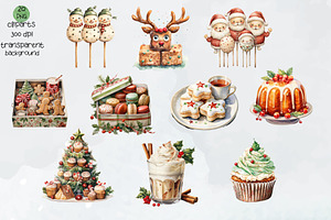 Watercolor Christmas Dessert Set