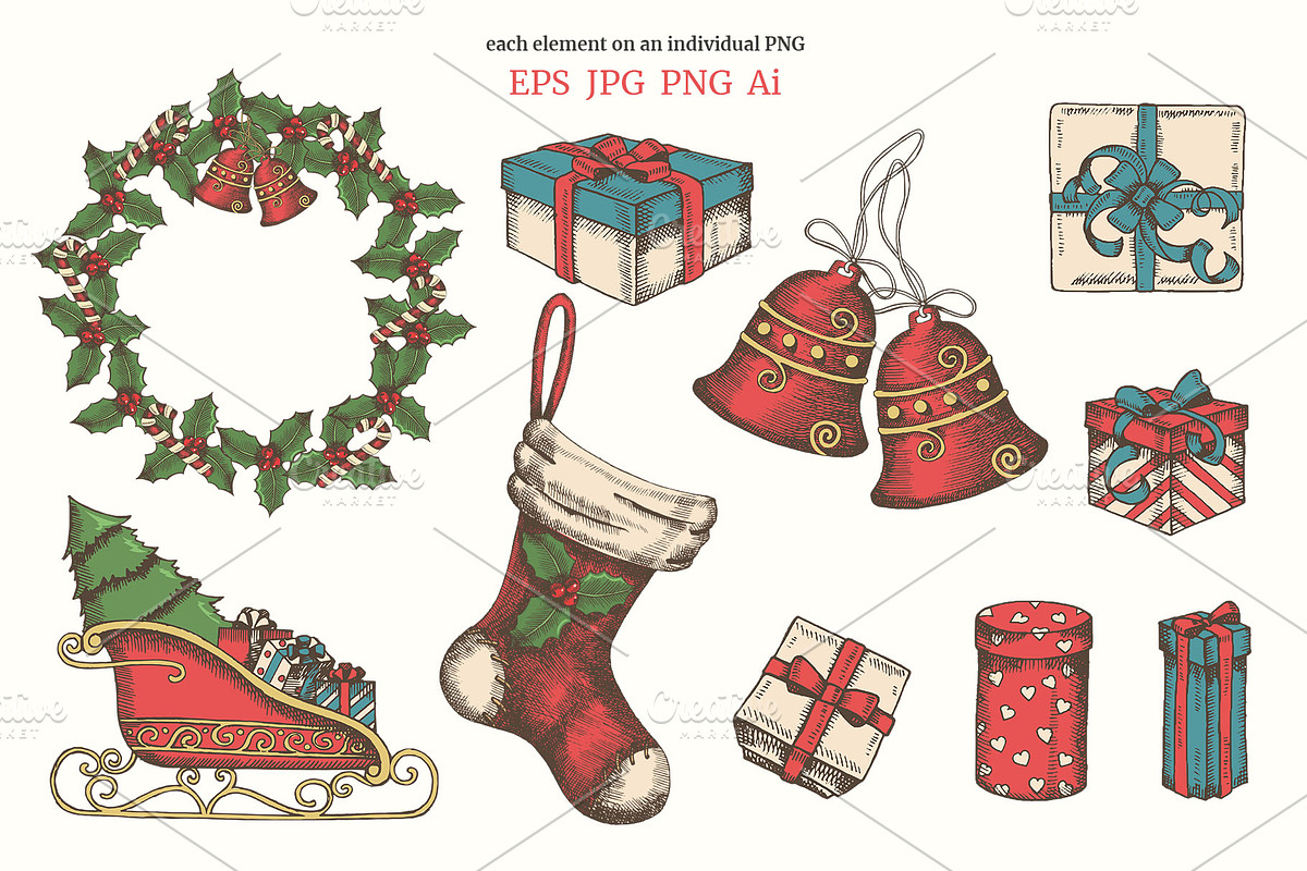 Vector Christmas collection, an Illustration by Tabiti (Photo 2 of 10)