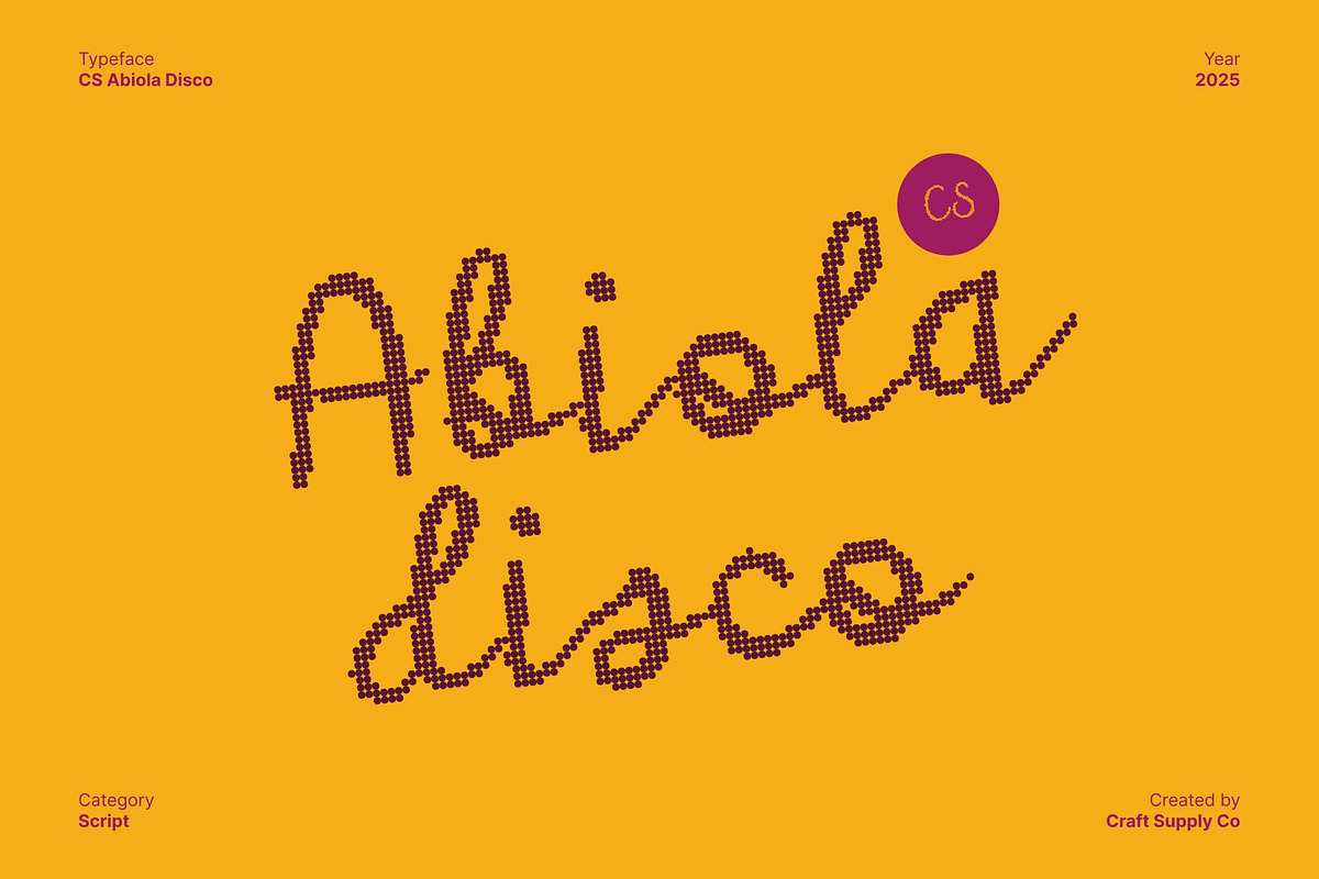 CS Abiola Disco, a Script Font by Craft Supply Co. (Photo 1 of 8)