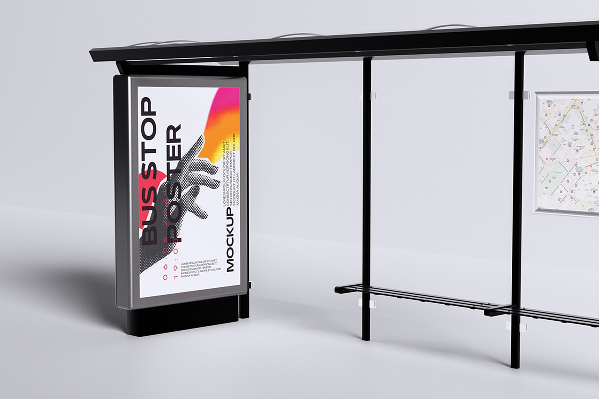 Bus Stop Poster Mockup, an Advertising Mockup by Twins_studio (Photo 1 of 5)