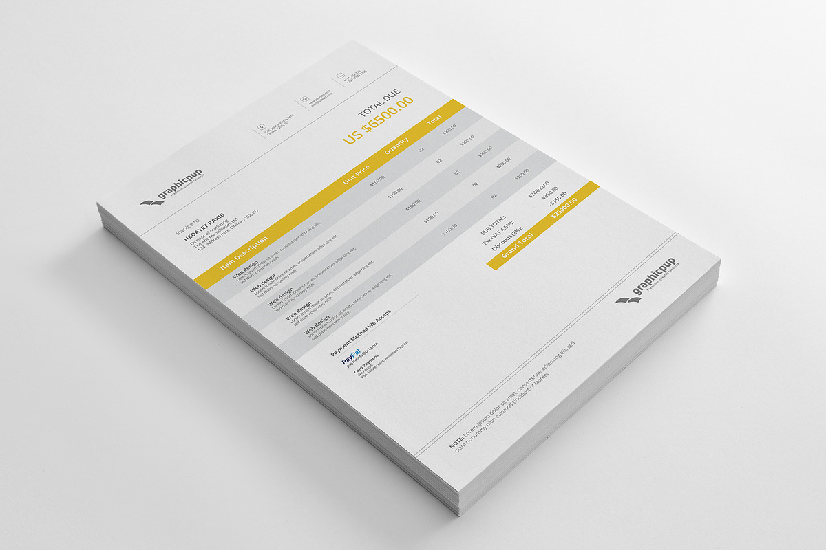 Invoice & Letterhead, a Stationery Template by Rongmistiry (Photo 4 of 9)