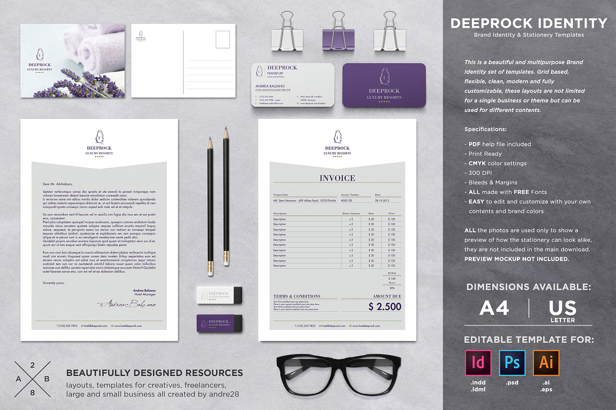 Deeprock Stationery Set & Invoice, a Stationery Template by Andre28 (Photo 1 of 5)