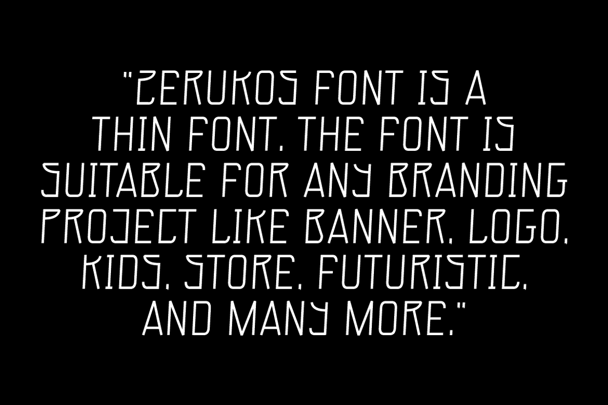Zerukos - Monoline Thin Font, a Sans Serif Font by QR Design Studio (Photo 5 of 7)