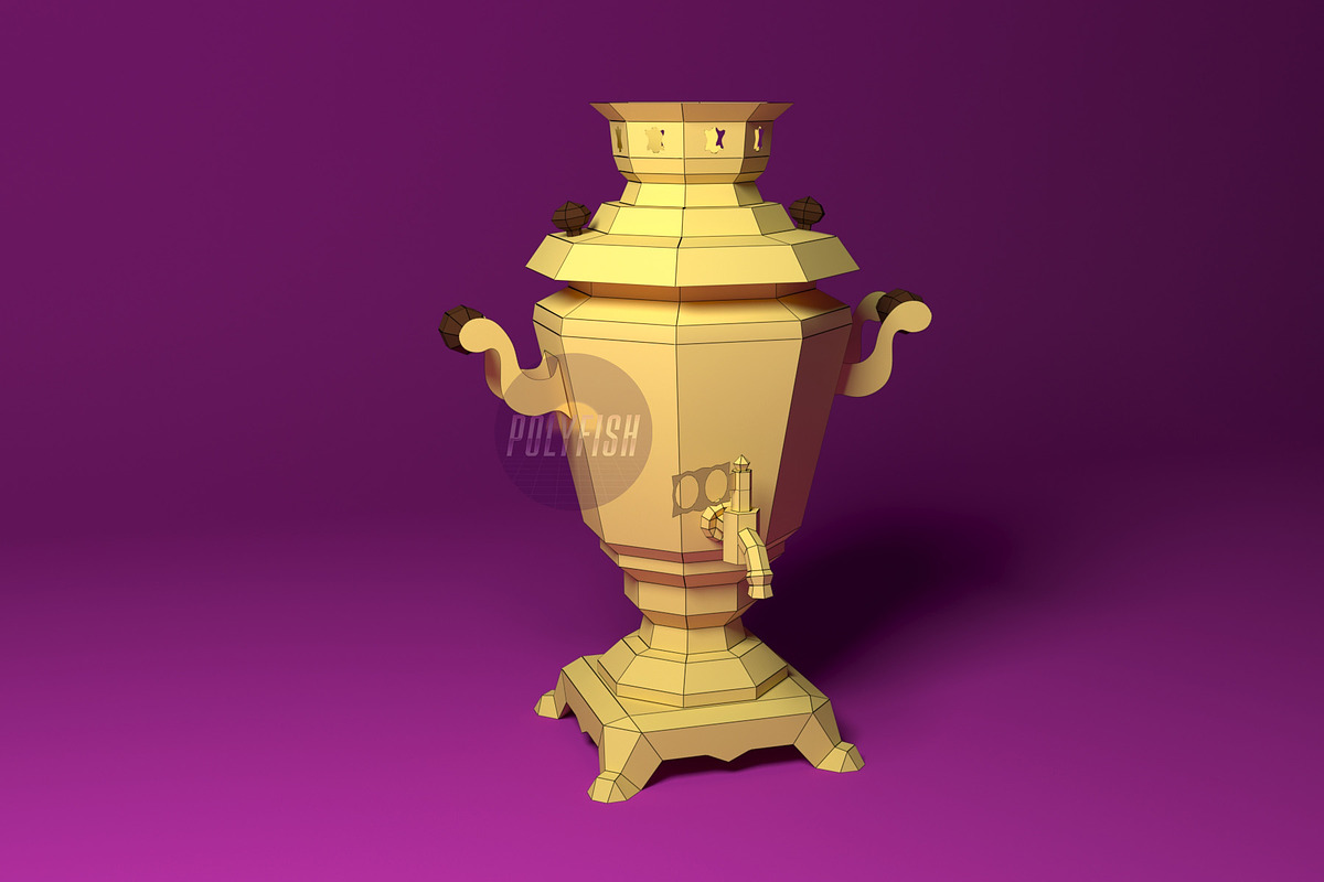 DIY Samovar 3D model template, a Graphic by PolyFish (Photo 1 of 5)