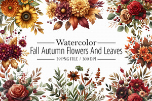 Fall Autumn Flowers And Leaves Flora, an Illustration by Libby Wishes