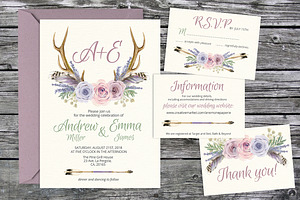 Tribal lavender wedding templates 08