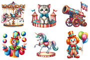 Circus Watercolor Clipart, an Illustration by CreationArt (Thumbnail 3 of 5)