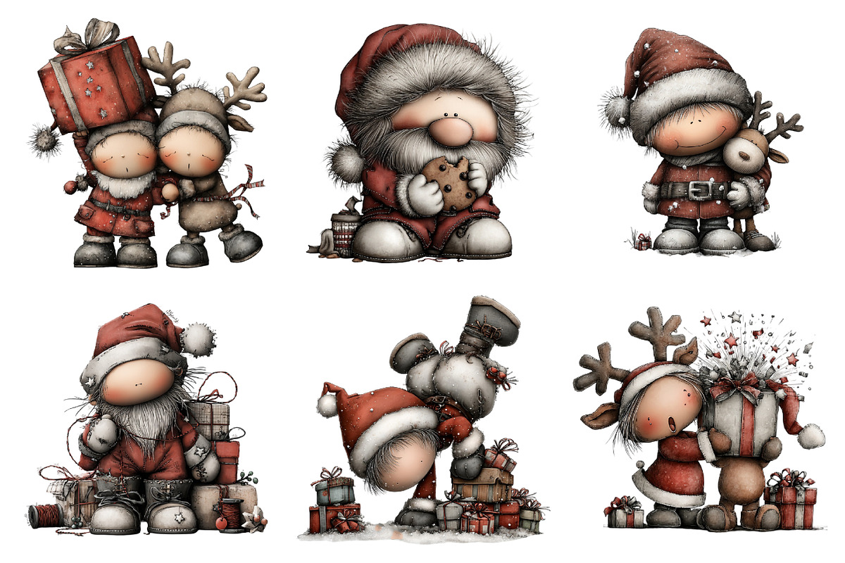 Whimsical Santa & Reindeer Clipart, an Illustration by Daily.Designs (Photo 4 of 5)