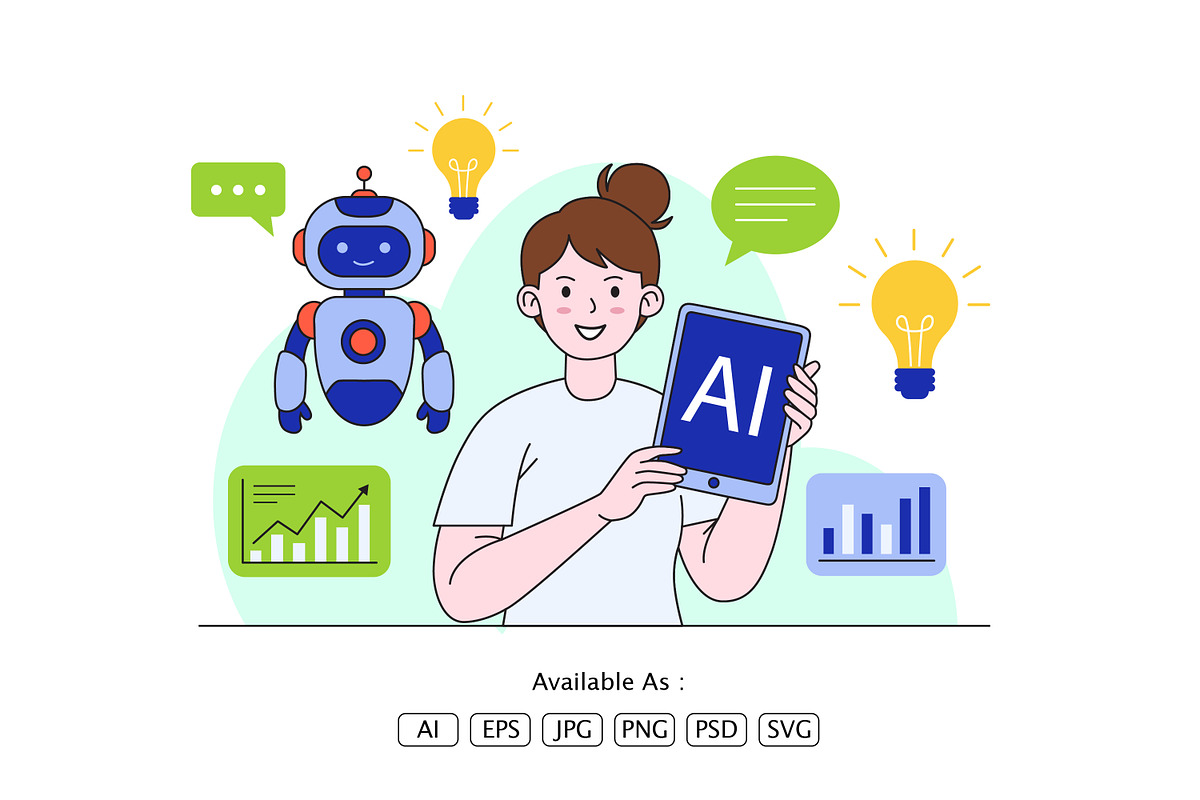AI for Data Analytics Illustration, a Technology Illustration by Partikusi Design (Photo 2 of 3)