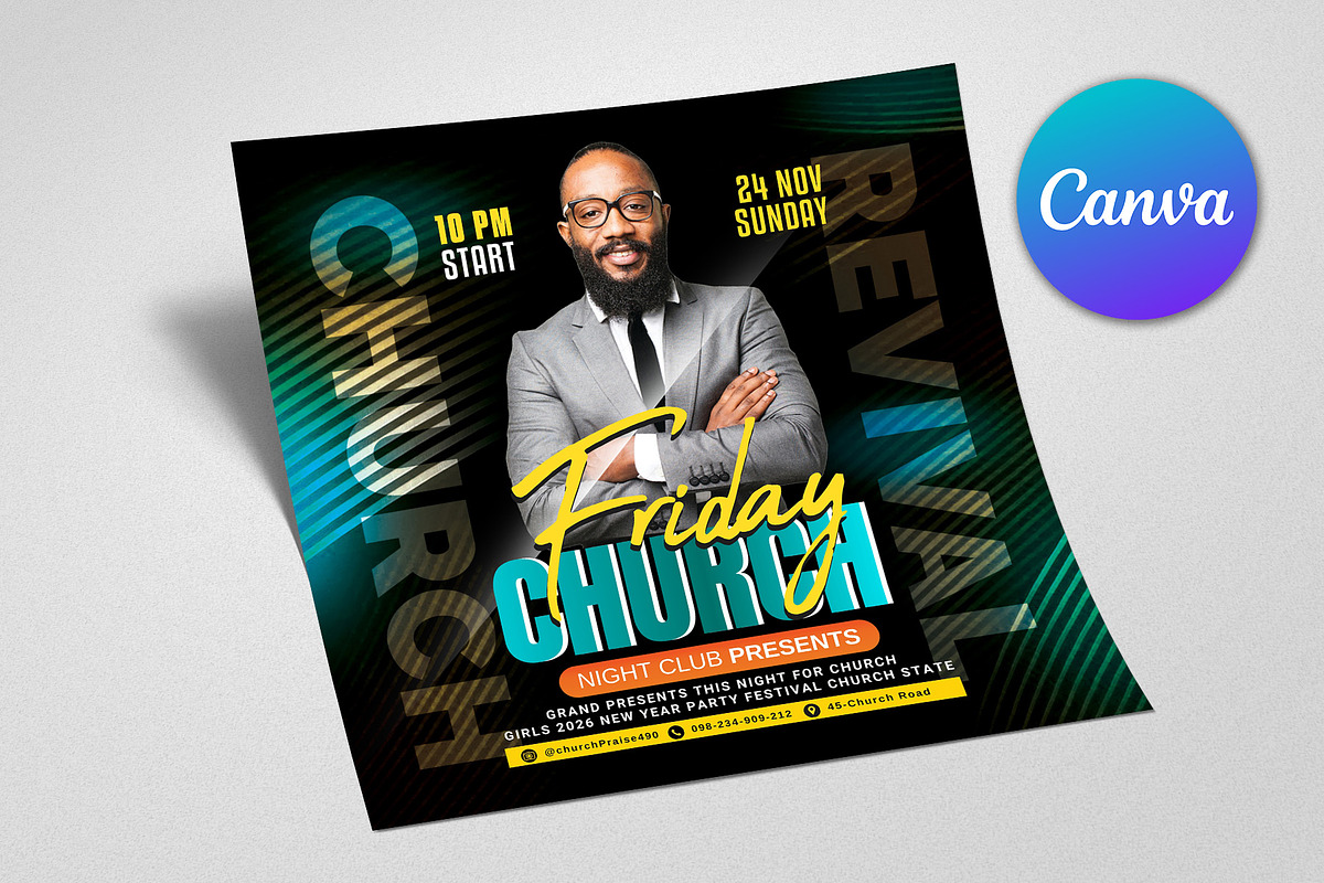 Church Flyer | Canva Flyers, a Social Media Template by Design Up (Photo 2 of 2)