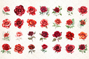 Red Lithograph Roses Clipart, an Illustration by DreamCafeArt (Thumbnail 2 of 7)