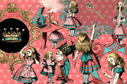 Coral & Turquoise Alice Graphics, an Illustration by Digital Curio (Thumbnail 2 of 4)