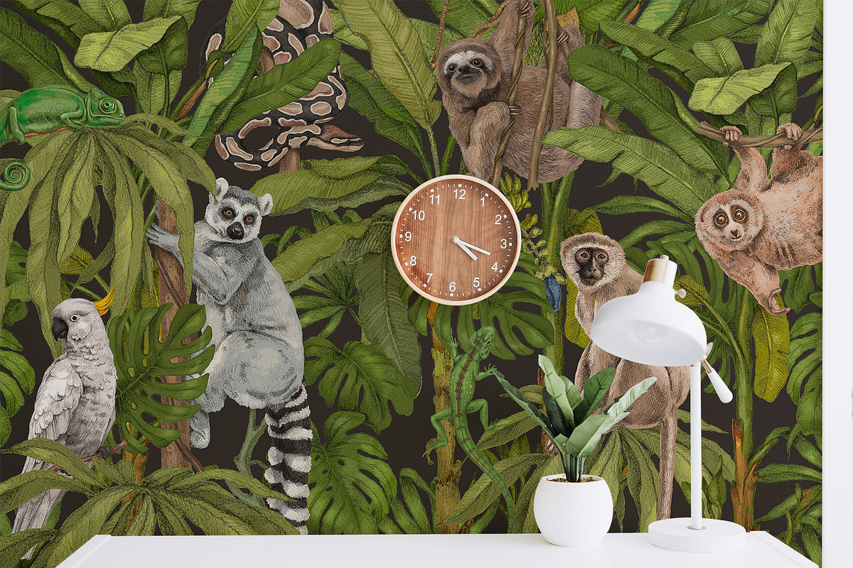 Tropical jungle animals, plants set, an Animal Illustration by Alamella (Photo 8 of 8)