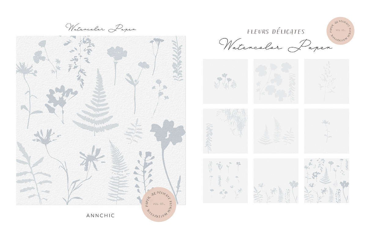 BUNDLE Floral watercolor paper, a Texture Illustration by Anna Sokol (Photo 47 of 71)