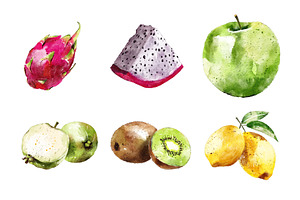 Fruits Hand Drawn Watercolor Set