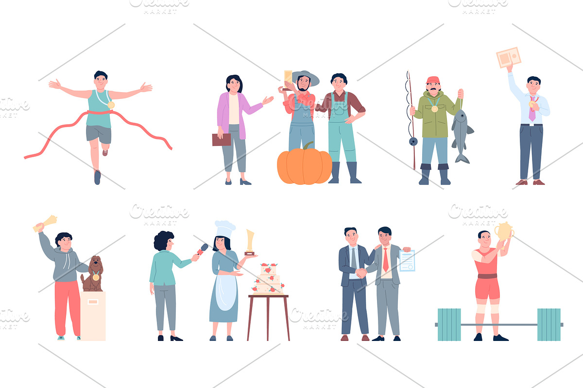 People with trophy. Male female, a Person Illustration by LadadikArt