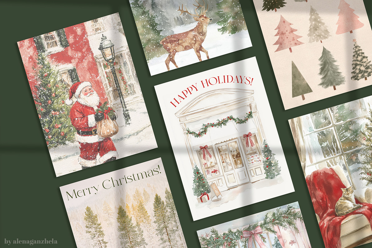 TRADITIONAL CHRISTMAS Art Prints, a Background Graphic by alenaganzhela (Photo 2 of 9)