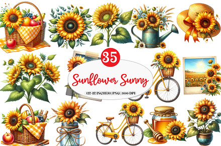 Watercolor Sunflower Sunny Day png