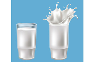 Realistic milk splash in a glass, a Food Illustration by the8monkey