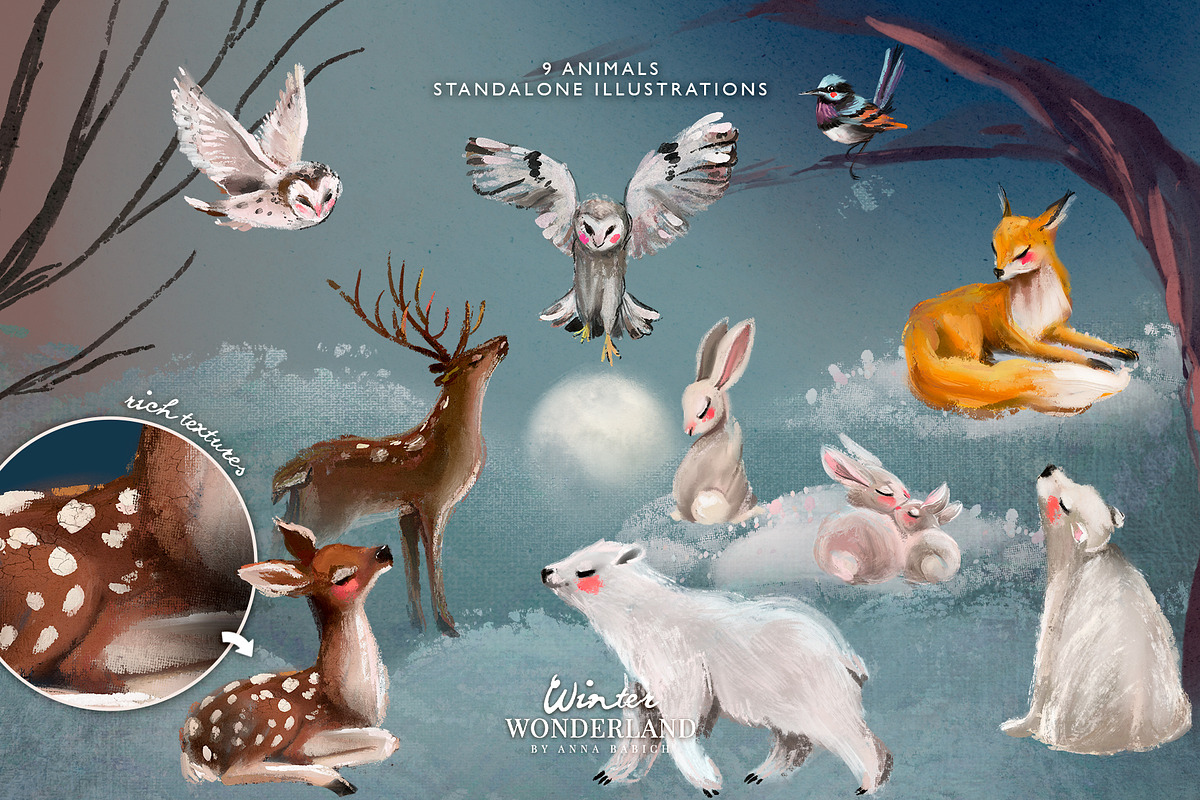 Winter Wonderland Oil Clipart, an Animal Illustration by Anna Babich (Photo 3 of 8)