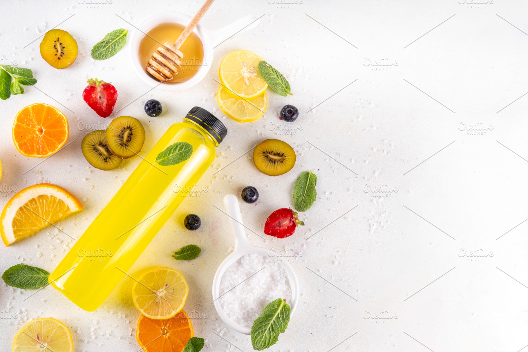 Homemade isotonic sport drink bottle with healthy ingredients fo, a Photo by Rimma