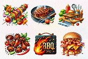 Watercolor Bbq Barbecue Clipart, an Illustration by Dream Creation (Thumbnail 6 of 7)