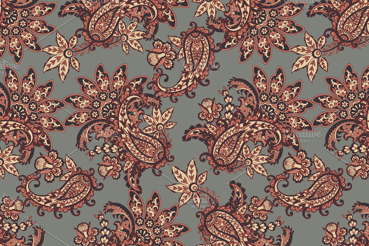 2 Eczotic seamless paisley patterns, a Pattern Graphic by antalogiya (Photo 3 of 3)