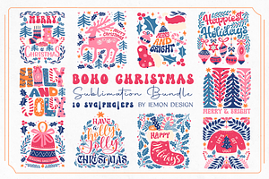 Boho Christmas SVG Bundle, a Seasonal Illustration by LemonDesign