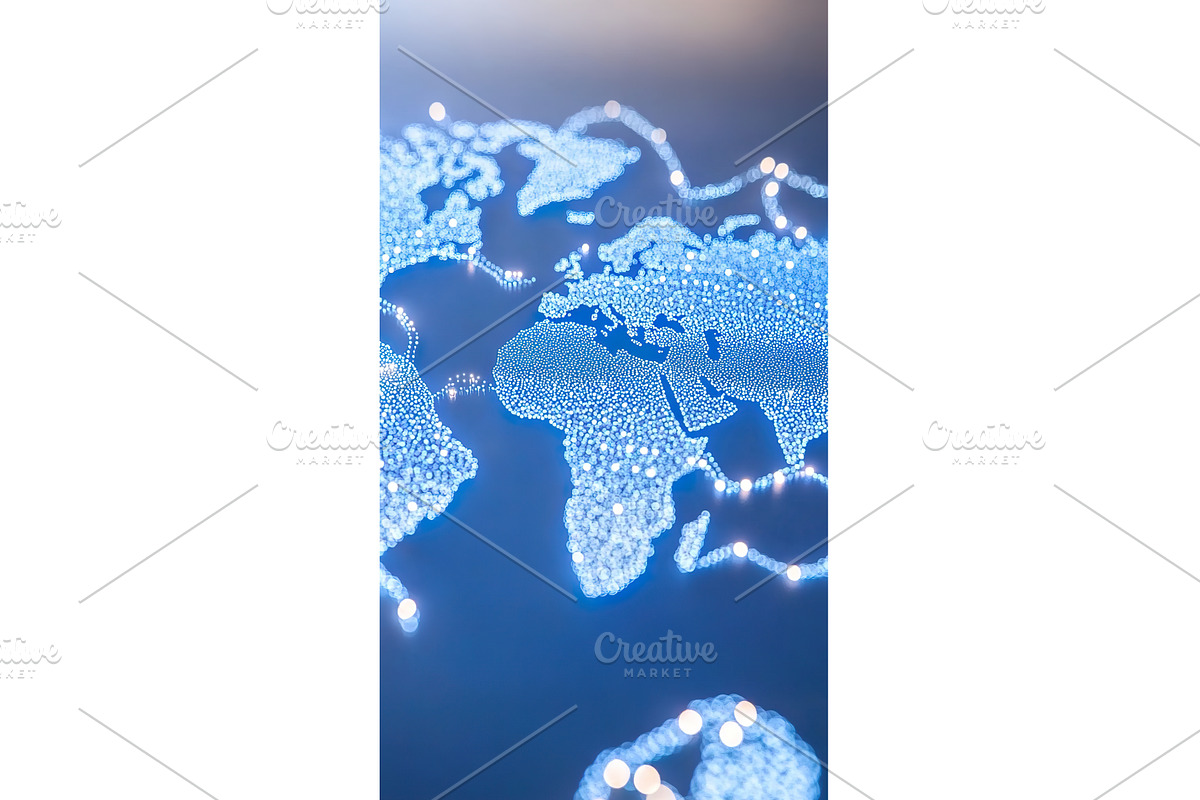 Glowing world map with dotted lights, a Technology Illustration by Lermont51