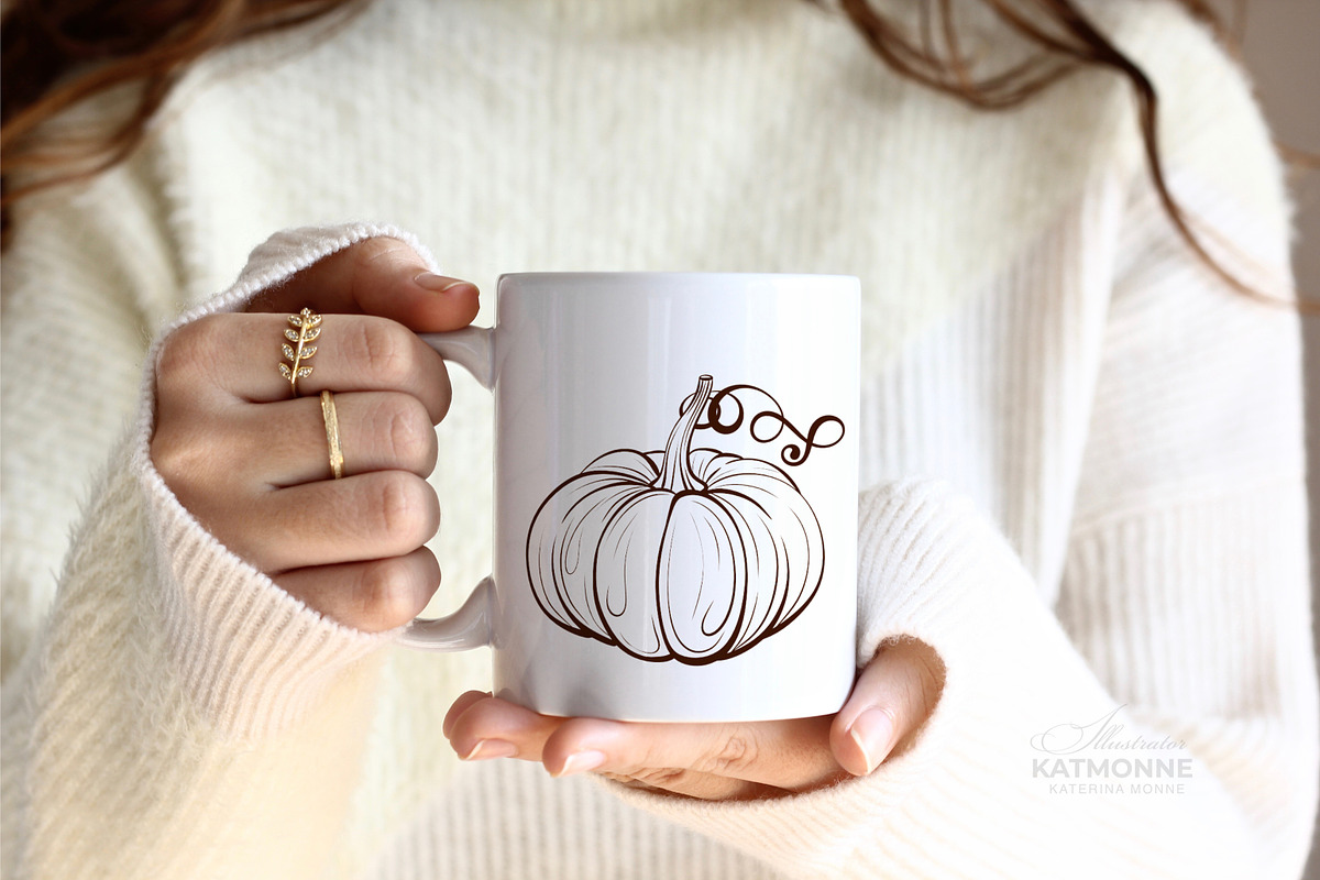 Vintage Autumn Botanical Line Art, a Seasonal Illustration by katmonne (Photo 9 of 14)
