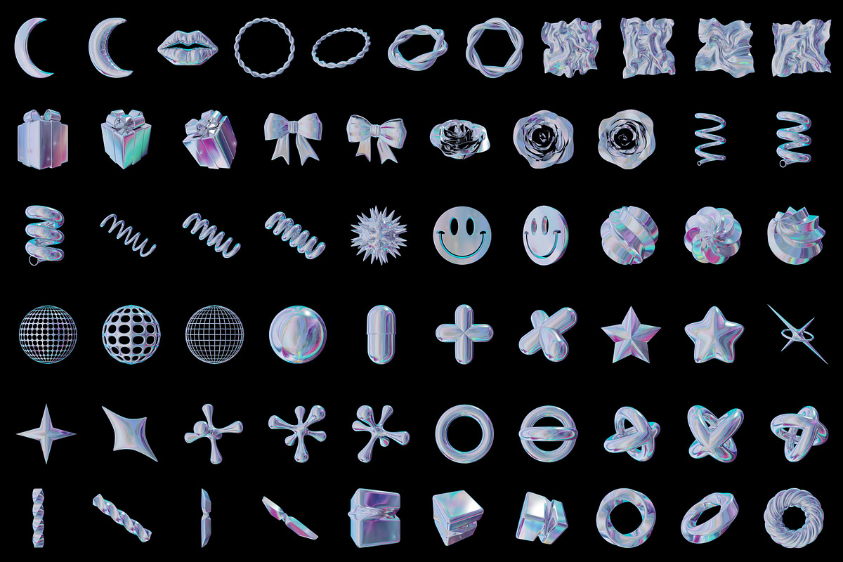 Holographic PNG Pack - 191 Elements, an Object Graphic by Drawwell (Photo 4 of 6)