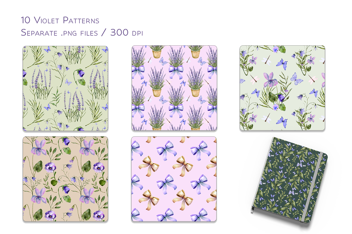 In Violet Watercolor Set, a Decorative Illustration by Aurella Art (Photo 9 of 17)