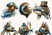 Underwater Sea Steampunk Animals, an Animal Illustration by Design Scotch (Thumbnail 2 of 10)