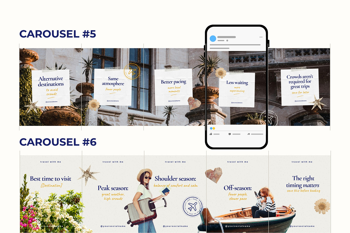 Scrapbook Travel Seamless Carousels, a Social Media Template by Anna Design Studio (Photo 6 of 11)