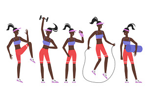 Afro Fitness Trainer in Various, a Sport Illustration by Flashvector