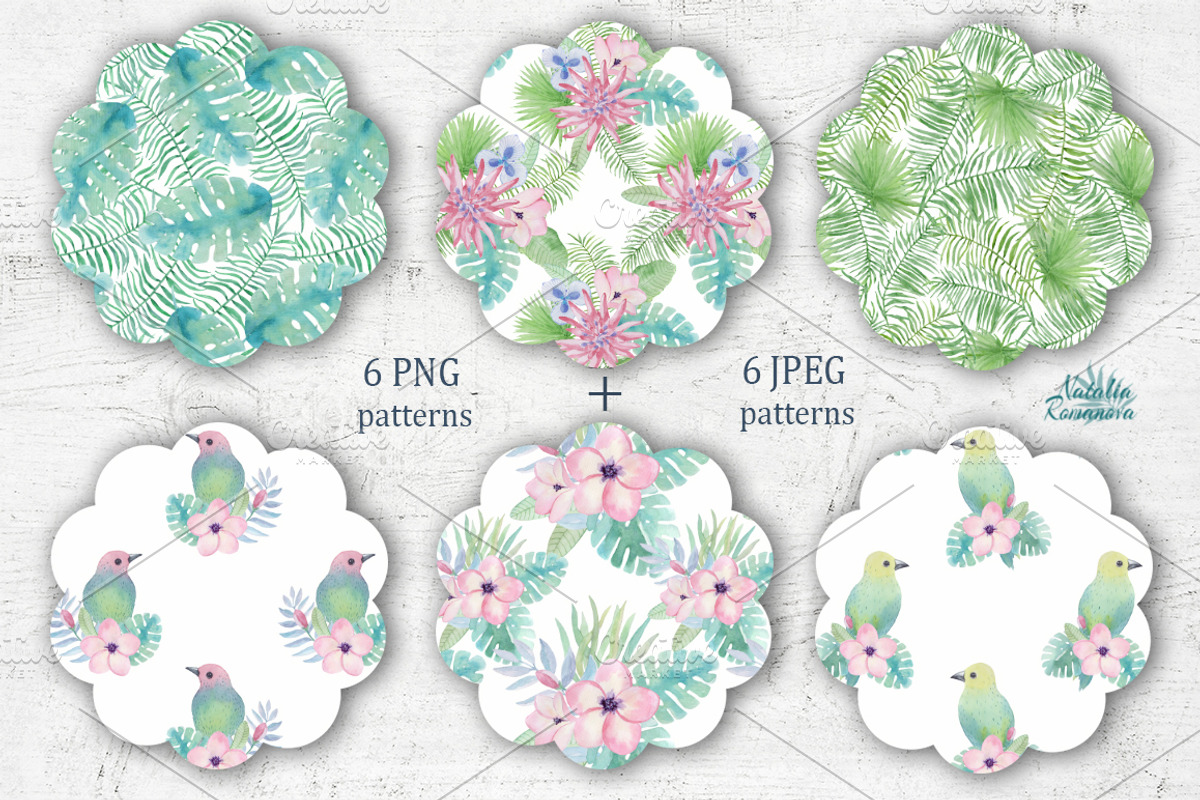 Tropical watercolor patterns, a Pattern Graphic by BrushArtDesigns (Photo 2 of 4)