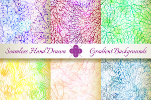 6 Seamless Gradient Florals. Set#7