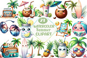 Watercolor Summer Clipart, an Illustration by DreamCafeArt (Thumbnail 1 of 7)