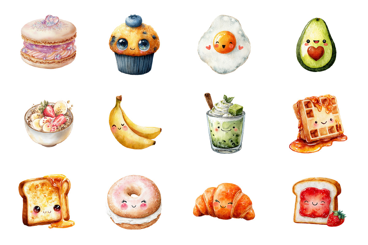 Kawaii Breakfast Clipart, an Illustration by Design Market (Photo 3 of 3)