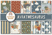 Aviatorsaurus set, an Animal Illustration by Poppymoondesign (Thumbnail 2 of 5)