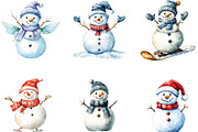 Funny Christmas Snowman Clipart, an Illustration by CraftArtStudio (Thumbnail 3 of 6)