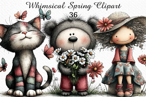 Whimsical Spring Clipart, an Illustration by Craft Nest